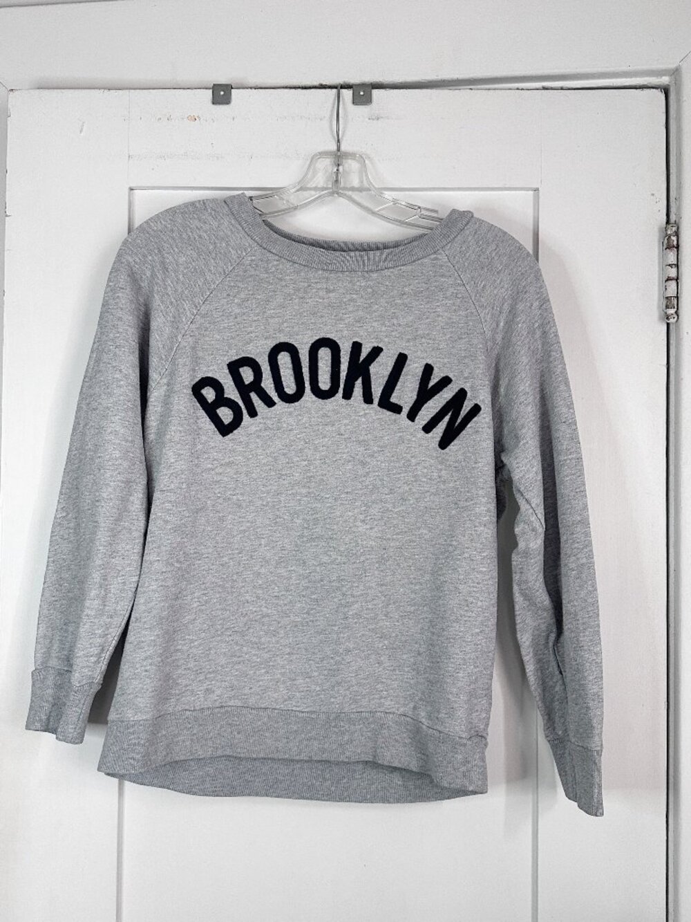 J.Crew Brooklyn Sweatshirt S Gray 3/4 Raglan Sleeve 100% Cotton